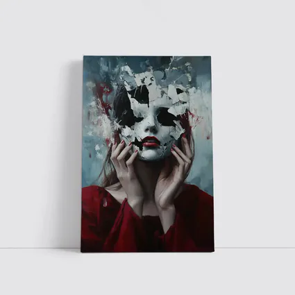 Woman Crumbling White Mask Dark Art