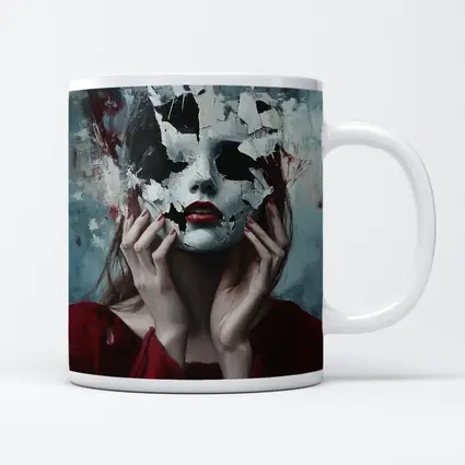 Woman Crumbling White Mask Dark Art