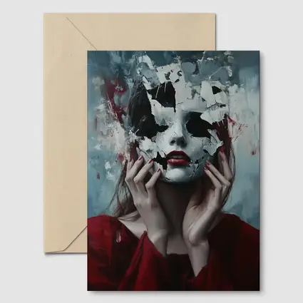Woman Crumbling White Mask Dark Art