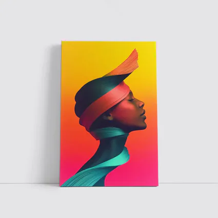 Abstract Woman Portrait Colorful Gradient Background