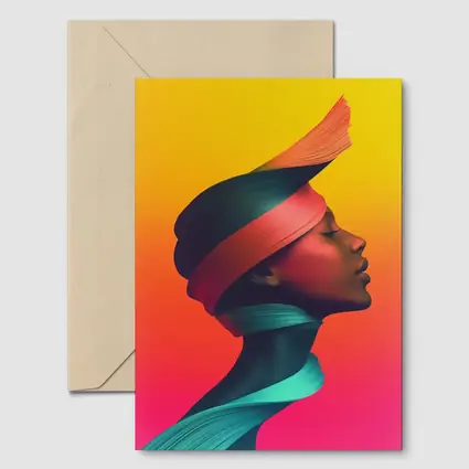 Abstract Woman Portrait Colorful Gradient Background