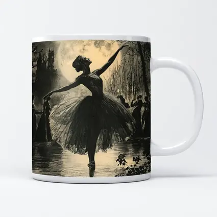 Ballerina Dancing Under Full Moon Night