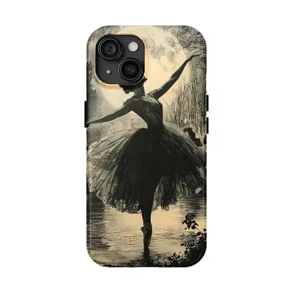 Ballerina Dancing Under Full Moon Night