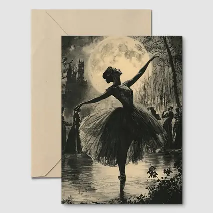 Ballerina Dancing Under Full Moon Night