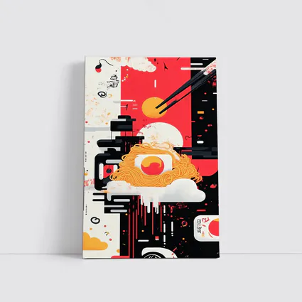 Ramen Bowl Graphic Art Red Black
