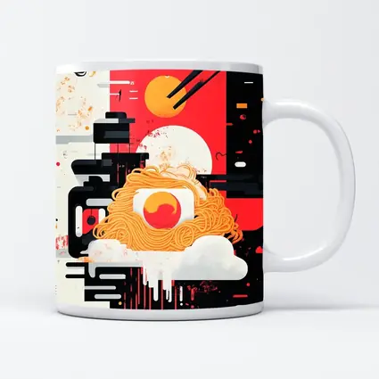 Ramen Bowl Graphic Art Red Black