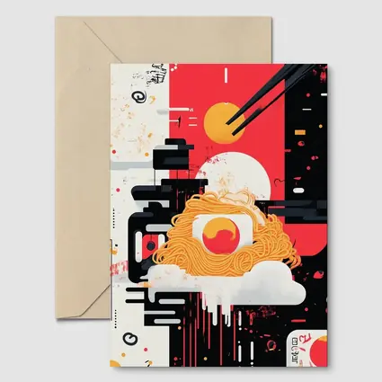Ramen Bowl Graphic Art Red Black