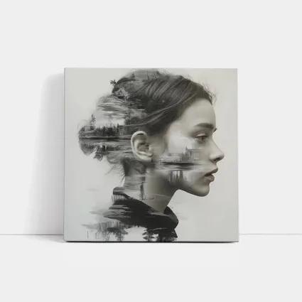 Woman Portrait Double Exposure Lake Forest