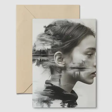 Woman Portrait Double Exposure Lake Forest