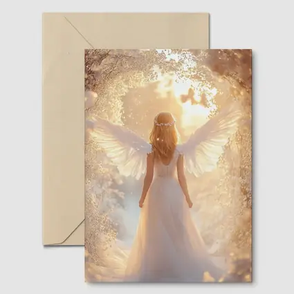 Angel Wings Girl Golden Dreamy Forest