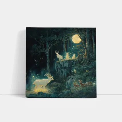 Glowing White Deer Moonlit Enchanted Forest