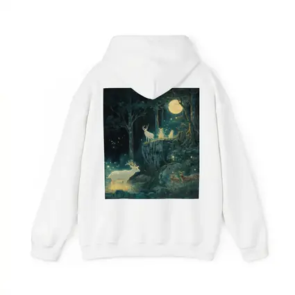 Glowing White Deer Moonlit Enchanted Forest