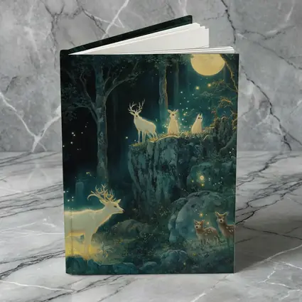 Glowing White Deer Moonlit Enchanted Forest