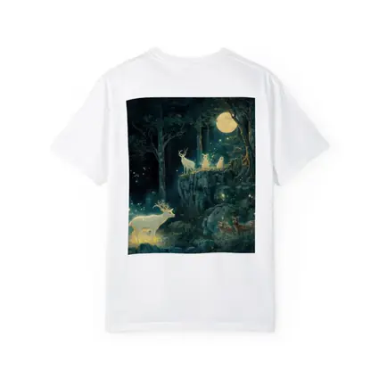 Glowing White Deer Moonlit Enchanted Forest