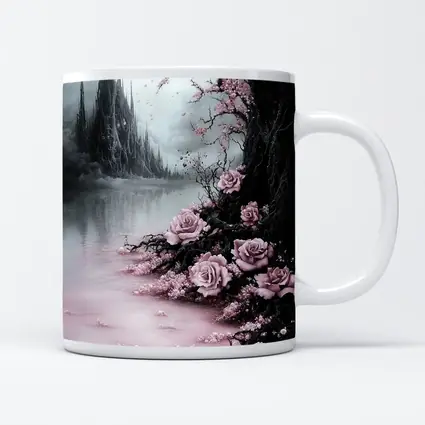 Gothic Dark Fantasy Roses Cherry Blossoms Castle