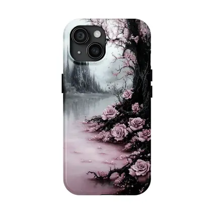 Gothic Dark Fantasy Roses Cherry Blossoms Castle