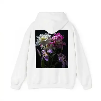 Peonies and Iris Flowers Dark Background