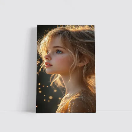 Young Girl Portrait Golden Bokeh Light