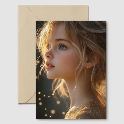 Young Girl Portrait Golden Bokeh Light