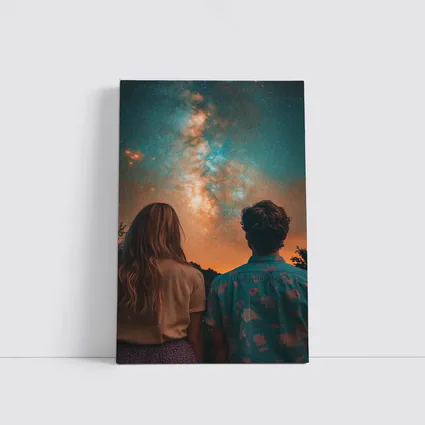 Couple Watching Milky Way Galaxy Night Sky
