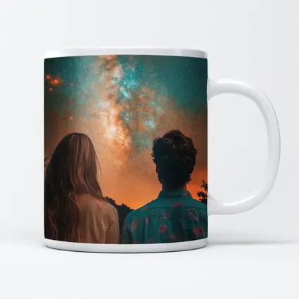 Couple Watching Milky Way Galaxy Night Sky