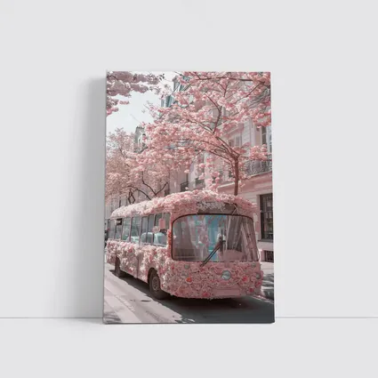 Pink Floral Bus Cherry Blossom Paris Street