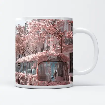 Pink Floral Bus Cherry Blossom Paris Street
