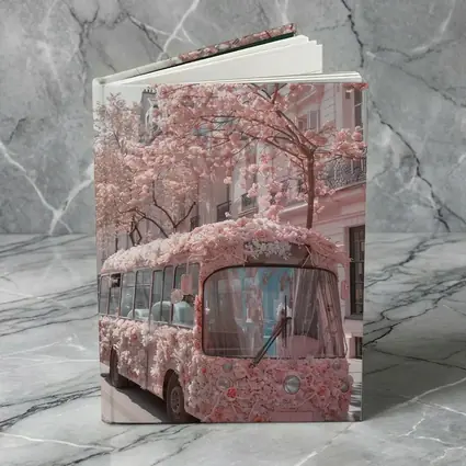 Pink Floral Bus Cherry Blossom Paris Street
