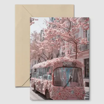 Pink Floral Bus Cherry Blossom Paris Street
