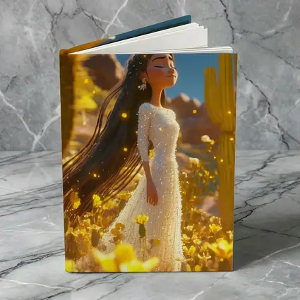 Animated Girl Desert Wildflowers Cactus Blue Sky
