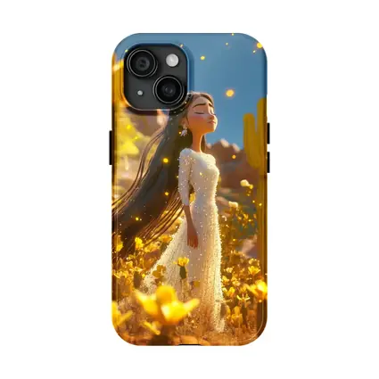 Animated Girl Desert Wildflowers Cactus Blue Sky