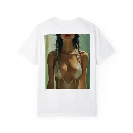 Woman Flower Crown Wet White Bikini Art