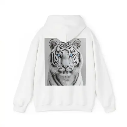 White Tiger Blue Eyes Gray Background
