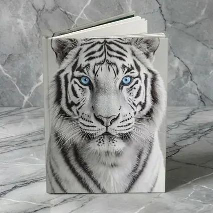 White Tiger Blue Eyes Gray Background