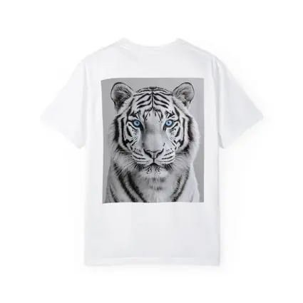 White Tiger Blue Eyes Gray Background