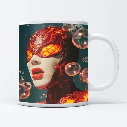 Lava Figure With Glowing Eyes Bubbles
