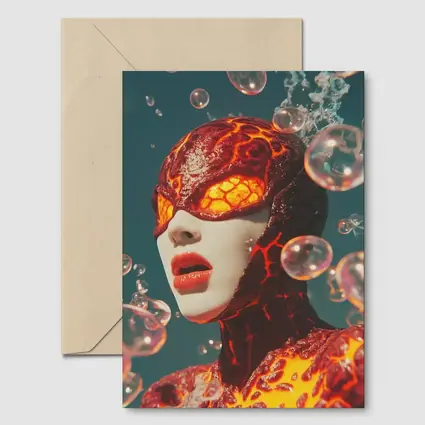 Lava Figure With Glowing Eyes Bubbles