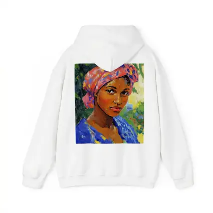 Impressionist Portrait Woman Colorful Head Wrap Garden
