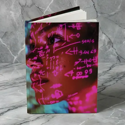 Neon Math Equations Projected On Face