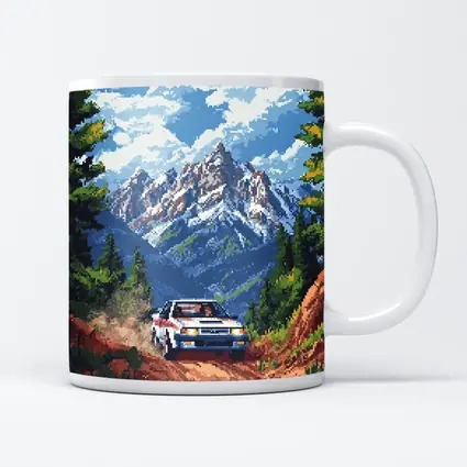 Toyota AE86 Rally Pixel Art Mountain Road