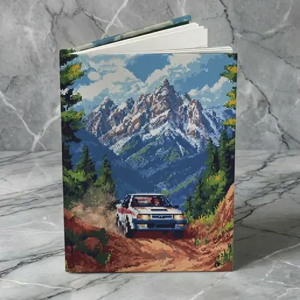 Toyota AE86 Rally Pixel Art Mountain Road