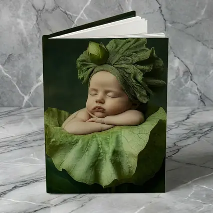 Sleeping Baby On Green Lotus Leaf