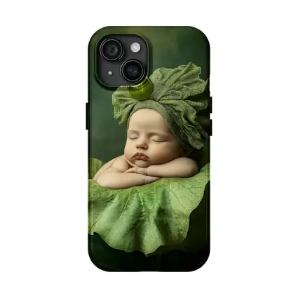 Sleeping Baby On Green Lotus Leaf