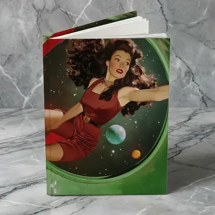 Retro Pin Up Woman Floating In Space