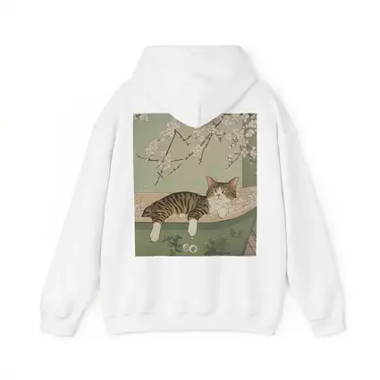 Tabby Cat Relaxing Bubble Bath Cherry Blossoms