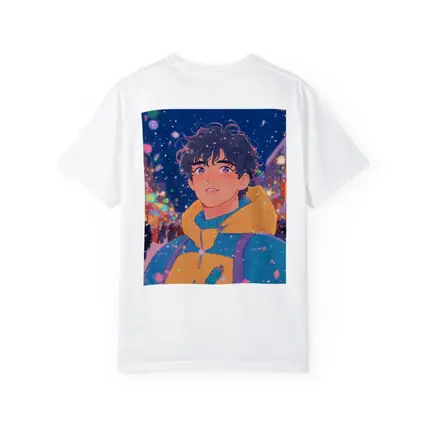Anime Boy Winter City Snow Night