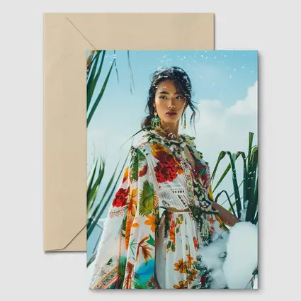 Floral Print Woman Snow Winter Fashion