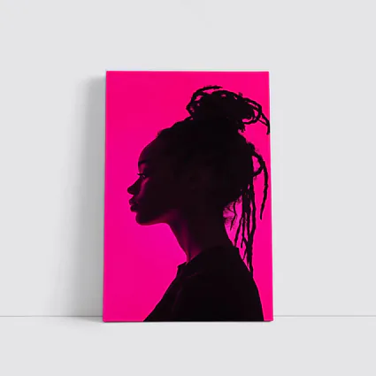 Woman Silhouette Profile Pink Neon Background