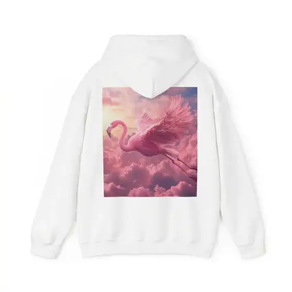 Pink Flamingo Flying Through Dreamy Clouds