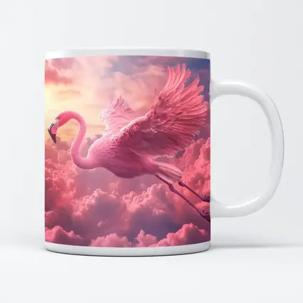 Pink Flamingo Flying Through Dreamy Clouds